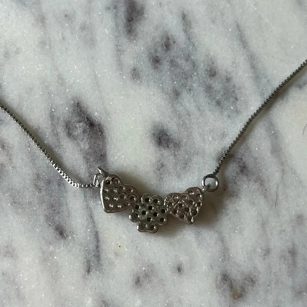 ☘️Melania Clara Oracle Sun necklace shamrock hearts necklace Silver - Picture 4 of 5